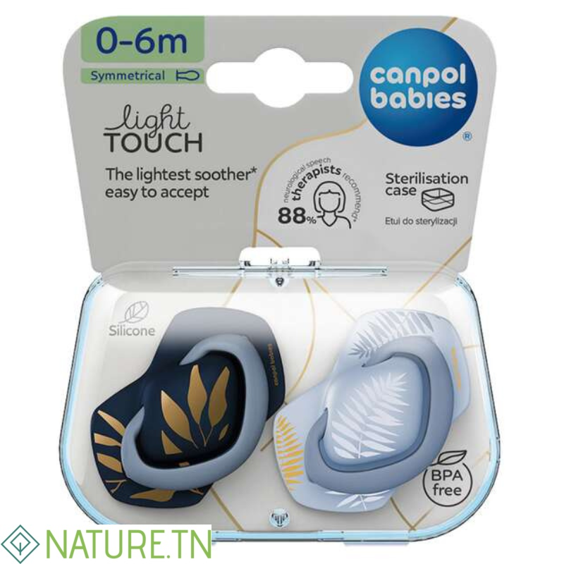 CANPOL BABIES 02 SUCETTE LIGHT TOUCH SYMETRIQUE GOLD BLEU 0-6M/6-18M 1
