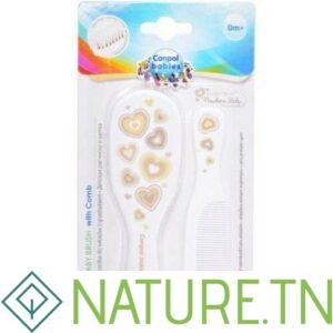 CANPOL BABIES BROSSE ET PEIGNE COLLECTION NOUVEAU NEE POIL NATUREL BLANC 7/406