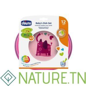CHICCO BEBE ENSEMBLE DE DEUX ASSIETTES ROSE 12M+