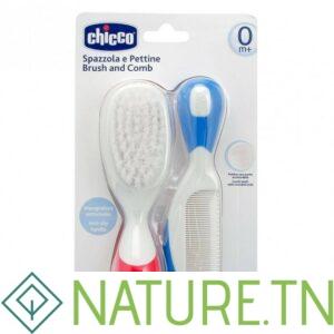 CHICCO BROSSE ET PEIGNE ROUGE ET BLEU
