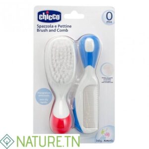 CHICCO BROSSE ET PEIGNE ROUGE ET BLEU