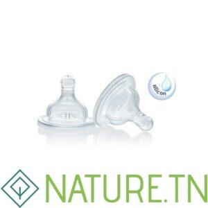 CHICCO LOT DE 2 TETINES SILICONE, 2M+