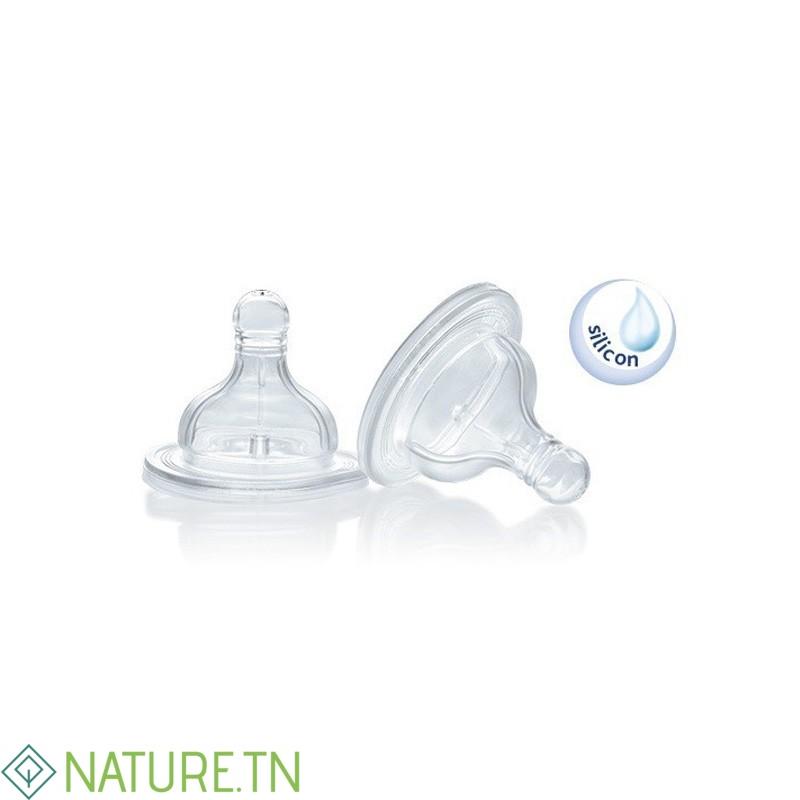 CHICCO LOT DE 2 TETINES SILICONE, 2M+ 2