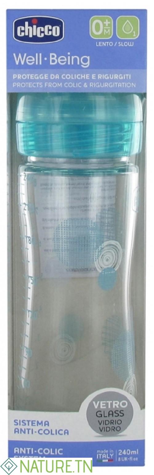 CHICCO WELL BEING BIBERON VERRE 240 ML DEBIT LENT 0 MOIS ET + 1 CHICCO WELL BEING BIBERON VERRE 240 ML DEBIT LENT 0 MOIS ET + 1