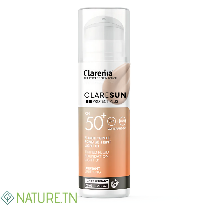 CLARENIA CLARESUN FOND DE TEINT 01 LIGHT SPF50+ WATERPROOF 50ML 1 CLARENIA CLARESUN FOND DE TEINT 01 LIGHT SPF50+ WATERPROOF 50ML 1