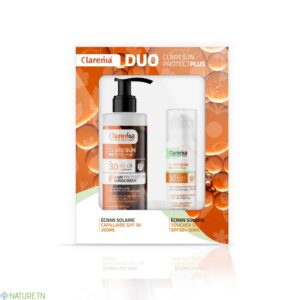 COFFRET SOLAIRE CLARENIA DUO ÉCRAN TOUCHER SEC SPF50+ ET ÉCRAN CAPILAIRE -40%
