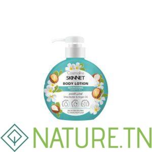 COSMALINE SKINNET LAIT CORPS NOURRISSANT AU BEURRE DE KARITE ET A L’HUILE D’ARGAN PEAUX SECHES A TRES SECHES 400ML