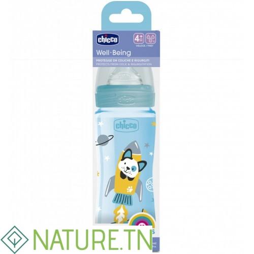 Chicco Biberon Well-Being 330ml , Tétine silicone 4M+ 1