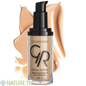 GOLDEN ROSE TOTAL COVER 2 IN 1 FOUNDATION & CONCEALER SPF 15 VITAMIN E 30ML