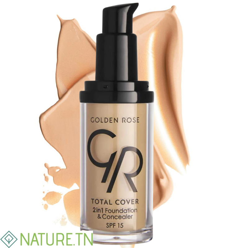 GOLDEN ROSE TOTAL COVER 2 IN 1 FOUNDATION & CONCEALER SPF 15 VITAMIN E 30ML 3 GOLDEN ROSE TOTAL COVER 2 IN 1 FOUNDATION & CONCEALER SPF 15 VITAMIN E 30ML