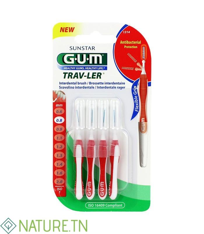 GUM BROSSETTE TRAVLER CYLINDRIQUE 0,8 MM (1314) 2 GUM BROSSETTE TRAVLER CYLINDRIQUE 0,8 MM (1314) 2