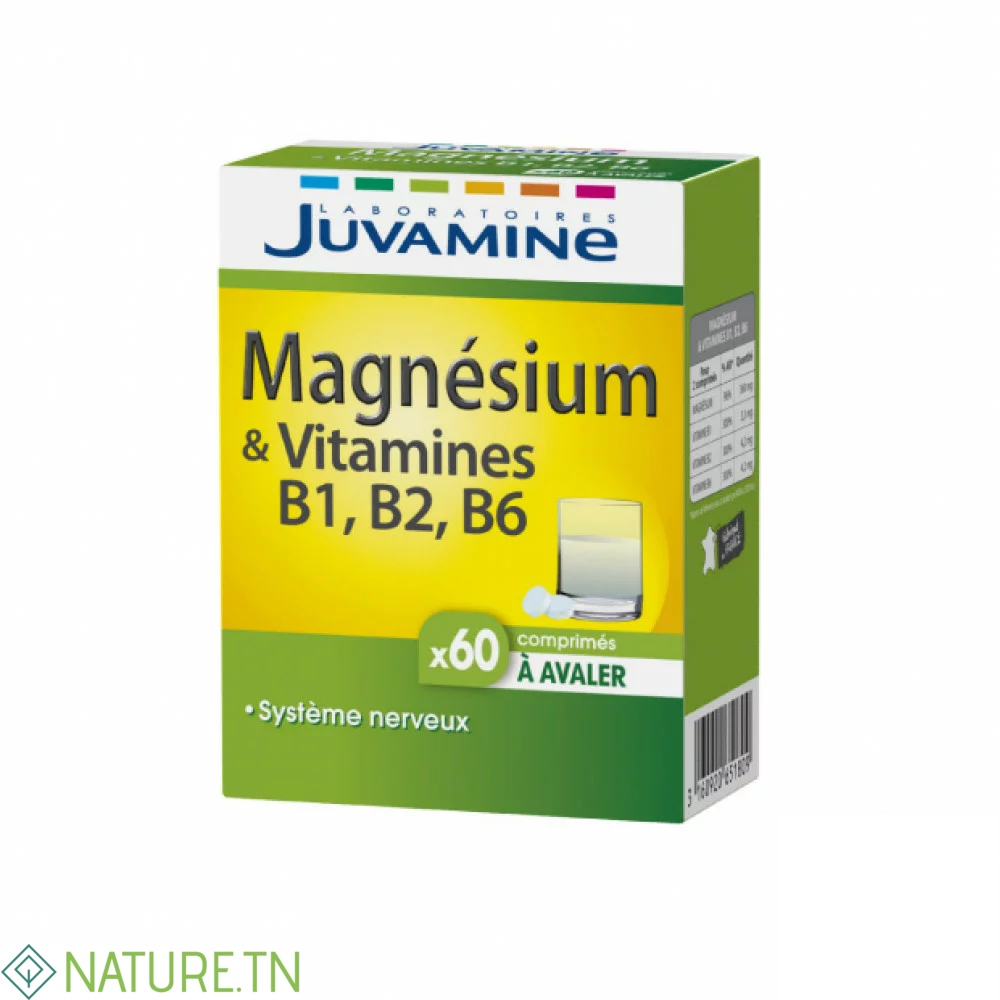 JUVAMINE MAGNESIUM & VITAMINES B1 B2 B6 60 COMPRIMES 2