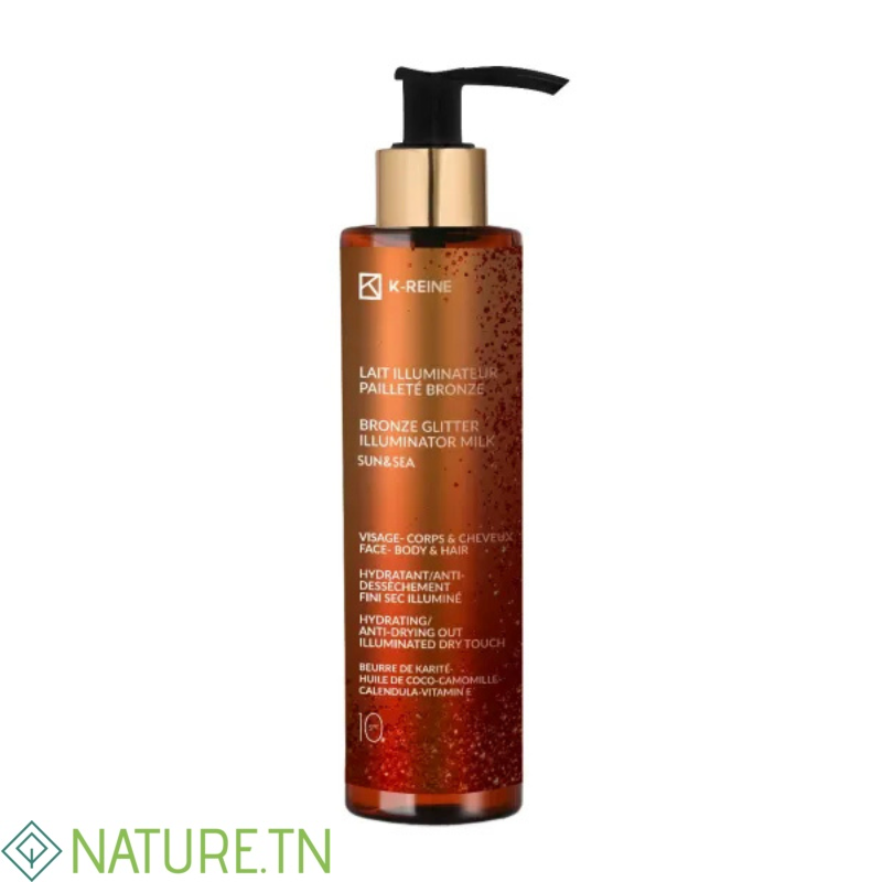 K-REINE LAIT ILLUMINATEUR PAILLETE BRONZE VISAGE CORPS ET CHEVEUX SPF10 150ML 1 K-REINE LAIT ILLUMINATEUR PAILLETE BRONZE VISAGE CORPS ET CHEVEUX SPF10 150ML 1
