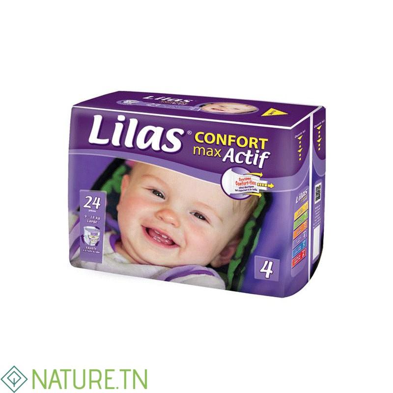 LILAS CONFORT MAX COUCHE BEBE 9-18KG TAILLE 4 24 PIECES 1 LILAS CONFORT MAX COUCHE BEBE 9-18KG TAILLE 4 24 PIECES 1