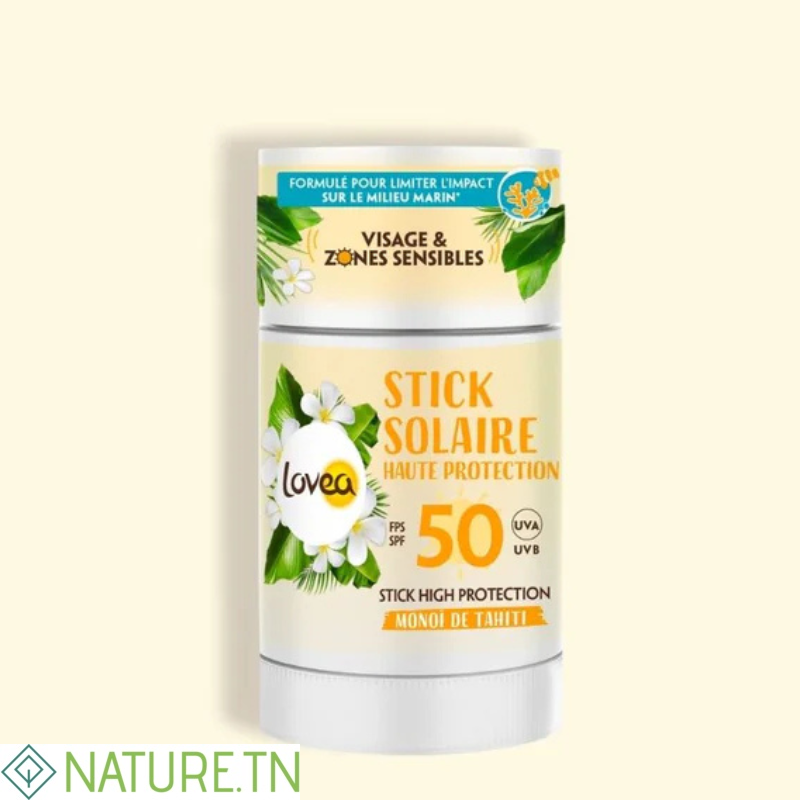 LOVEA STICK SOLAIRE VISAGE & ZONES SENSIBLES MONOI DE TAHITI HAUTE PROTECTION SPF50 40GR 3 LOVEA STICK SOLAIRE VISAGE & ZONES SENSIBLES MONOI DE TAHITI HAUTE PROTECTION SPF50 40GR