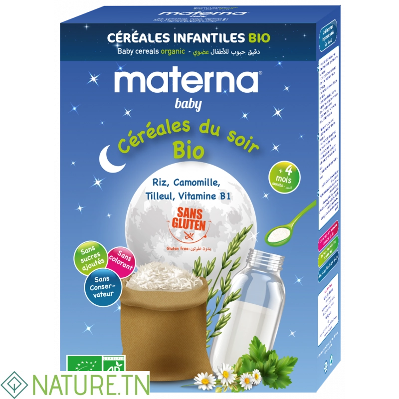 MATERNA BABY CEREALES DU SOIR BIO 200GR 3 MATERNA BABY CEREALES DU SOIR BIO 200GR