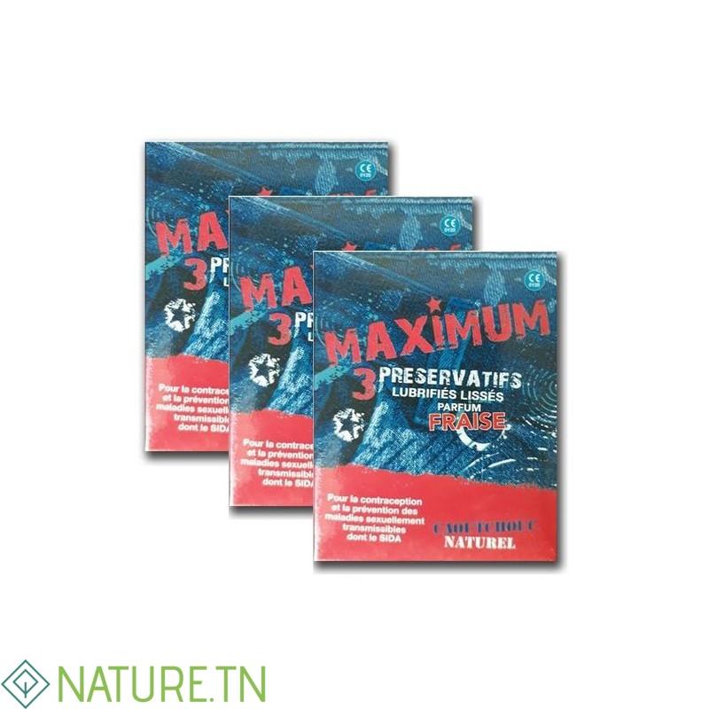MAXIMUM PRESERVATIF PARFUM FRAISE BT/3 1