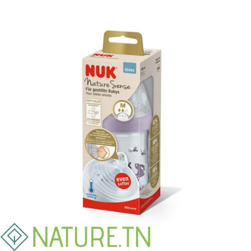 NUK BIBERON NATURE SENS EN VERRE VIOLET 240ML 1 NUK BIBERON NATURE SENS EN VERRE VIOLET 240ML 1