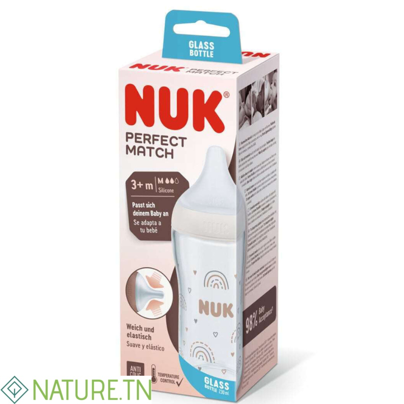 NUK PERFECT MATCH BIBERON EN VERRE 3M+ 230ML 1 NUK PERFECT MATCH BIBERON EN VERRE 3M+ 230ML 1