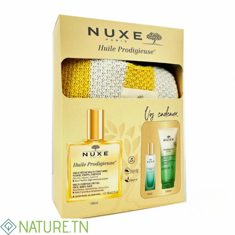 NUXE SAC HUILE PRODIGIEUSE 100ML+PARFUM NEROLI 15ML(OFFERT)+DOUCHE RELAXANTE PARFUMEE 200ML(OFFERT) 2