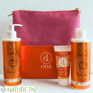 ODA LAIT DE CORPS EXOTIQUE+LAIT DE DOUCHE+CREME MAINS SPF 30+TROUSSE (OFFERT)