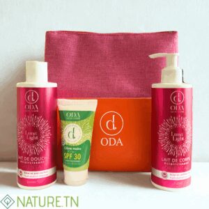 ODA LAIT DE DOUCHE +LAIT DE CORPS+CREME MAINS SPF 30+TROUSSE (OFFERT)