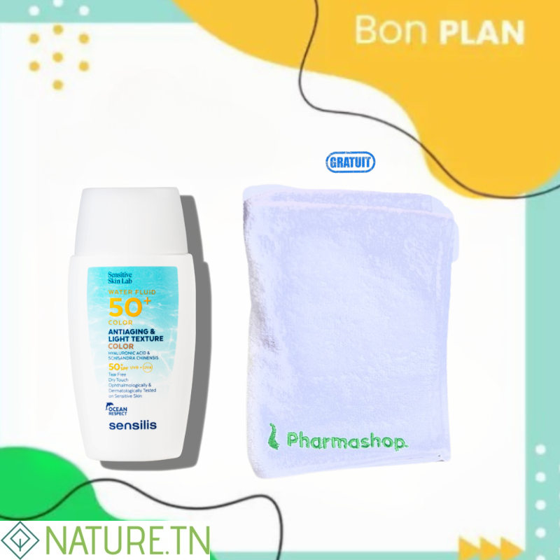 SENSILIS SENSITIVE SKIN WATER FLUID TEINTE SPF50+ 40ML+SERVIETTE DE VISAGE (OFFERT) 2 SENSILIS SENSITIVE SKIN WATER FLUID TEINTE SPF50+ 40ML+SERVIETTE DE VISAGE (OFFERT)