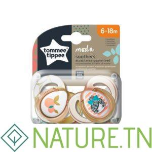 TOMMEE TIPPEE 2 SUCETTES MODA FILLES 6-18M