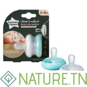 TOMMEE TIPPEE CLOSER TO NATURE 2 SUCETTES BREAST-LIKE 6-18M