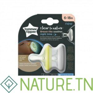 TOMMEE TIPPEE CLOSER TO NATURE 2 SUCETTES BREAST-LIKE NUIT 6-18M