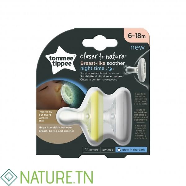 TOMMEE TIPPEE CLOSER TO NATURE 2 SUCETTES BREAST-LIKE NUIT 6-18M 1 TOMMEE TIPPEE CLOSER TO NATURE 2 SUCETTES BREAST-LIKE NUIT 6-18M 1