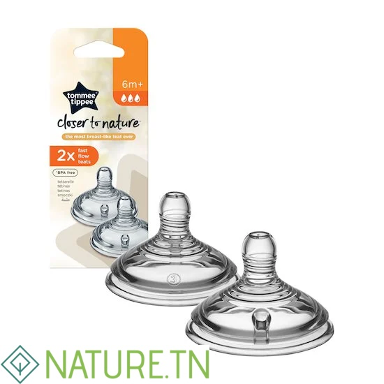 TOMMEE TIPPEE CLOSER TO NATURE 2 TETINES DEBIT RAPIDE 6M+ 3 TOMMEE TIPPEE CLOSER TO NATURE 2 TETINES DEBIT RAPIDE 6M+