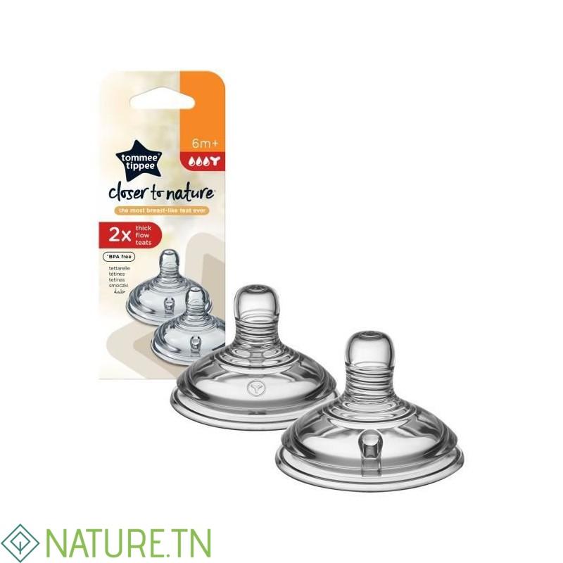 TOMMEE TIPPEE CLOSER TO NATURE 2 TETINES PREPARATION EPAISSE 6M+ 1 TOMMEE TIPPEE CLOSER TO NATURE 2 TETINES PREPARATION EPAISSE 6M+ 1