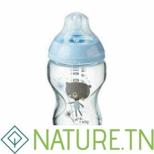 TOMMEE TIPPEE CLOSER TO NATURE BIBERON BLEU EN VERRE 0M+ 250ML