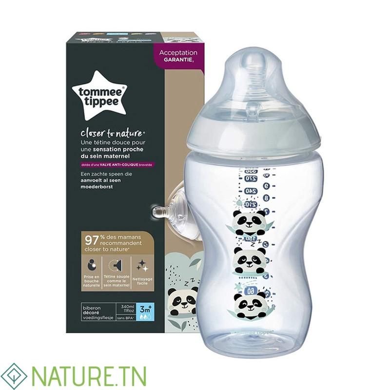 TOMMEE TIPPEE CLOSER TO NATURE BIBERON PANDA VERT 3M+ 340ML 3 TOMMEE TIPPEE CLOSER TO NATURE BIBERON PANDA VERT 3M+ 340ML