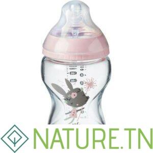 TOMMEE TIPPEE CLOSER TO NATURE BIBERON ROSE EN VERRE 0M+ 250ML