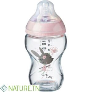 TOMMEE TIPPEE CLOSER TO NATURE BIBERON ROSE EN VERRE 0M+ 250ML
