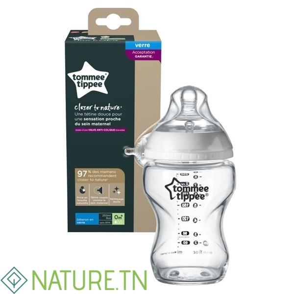 TOMMEE TIPPEE COLSE TO NATURE BIBERON BLAN EN VERRE 0M+ 250ML 3 TOMMEE TIPPEE COLSE TO NATURE BIBERON BLAN EN VERRE 0M+ 250ML
