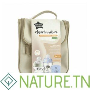 TOMMEE TIPPEE TROUSSE CLOSER TO NATURE 02 BIBERONS EN VERRE BLEU