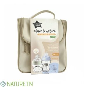 TOMMEE TIPPEE TROUSSE CLOSER TO NATURE 02 BIBERONS EN VERRE BLEU