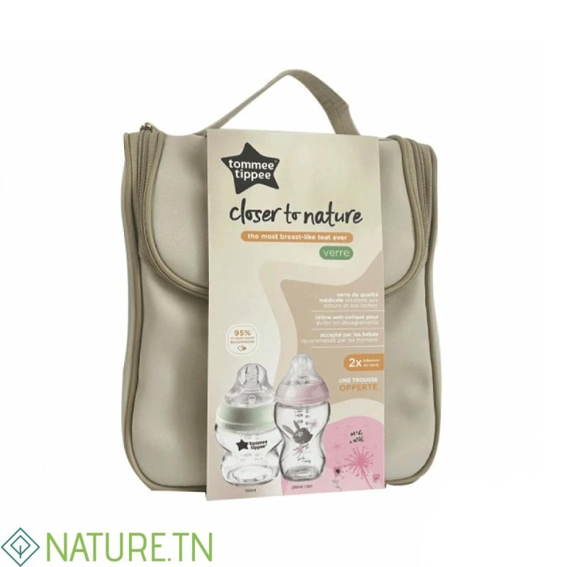 TOMMEE TIPPEE TROUSSE CLOSER TO NATURE 02 BIBERONS EN VERRE ROSE 2 TOMMEE TIPPEE TROUSSE CLOSER TO NATURE 02 BIBERONS EN VERRE ROSE 2