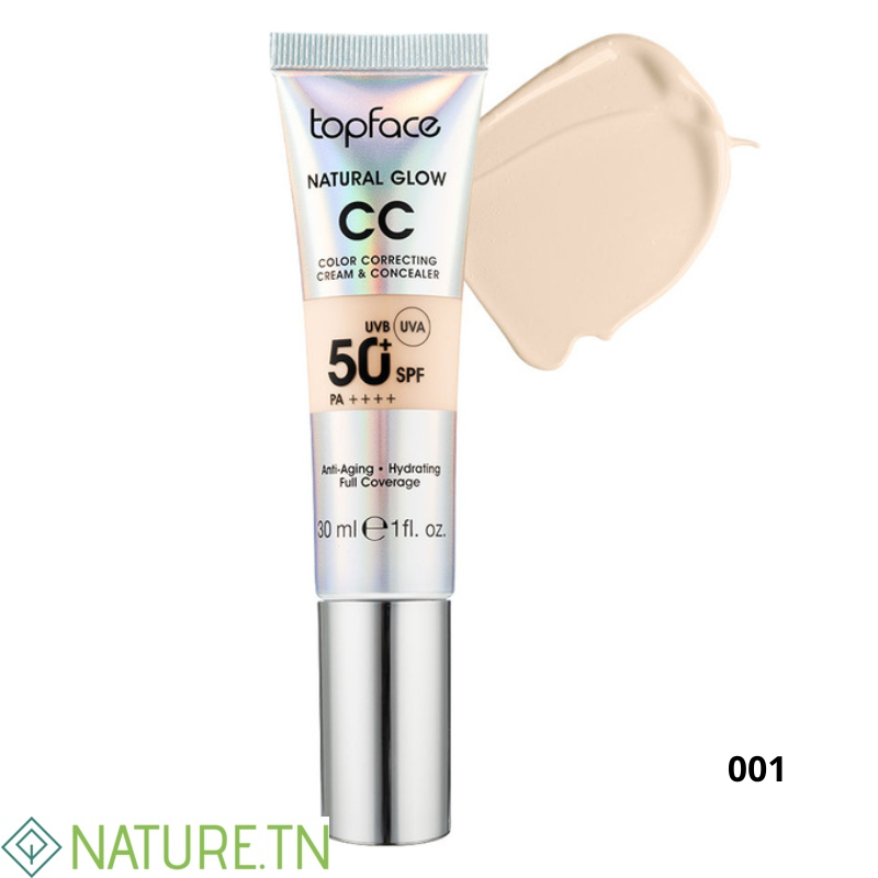 TOPFACE NATURAL GLOW CC FOND DE TEINT ET ANTI CERNES SPF50+ 30ML 3 TOPFACE NATURAL GLOW CC FOND DE TEINT ET ANTI CERNES SPF50+ 30ML