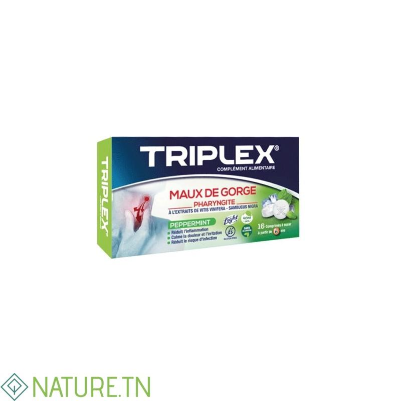 TRIPLEX MAUX DE GORGE PHARYNGITE PEPPERMINT 16 COMPRIMES 3 TRIPLEX MAUX DE GORGE PHARYNGITE PEPPERMINT 16 COMPRIMES