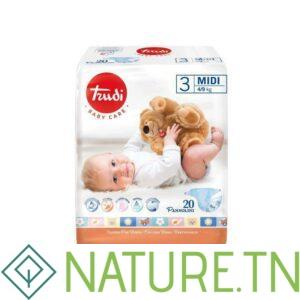TRUDI BABY COUCHE MIDI 4/9 KG TAILLE 3 BOITE DE 20