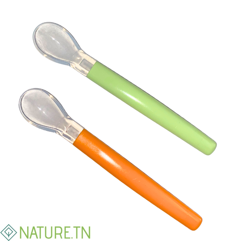 WEE 2 CUILLERES EN SILICONE 6 MOIS + VERT/ORANGE 3 WEE 2 CUILLERES EN SILICONE 6 MOIS + VERT/ORANGE