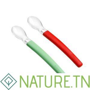 WEE 2 CUILLERES EN SILICONE 6 MOIS + VERT/ROUGE