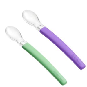 WEE 2 CUILLERES EN SILICONE 6 MOIS + VERT/VIOLET