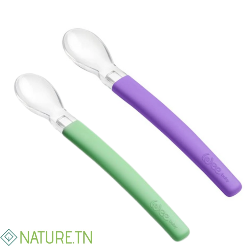 WEE 2 CUILLERES EN SILICONE 6 MOIS + VERT/VIOLET 3 WEE 2 CUILLERES EN SILICONE 6 MOIS + VERT/VIOLET