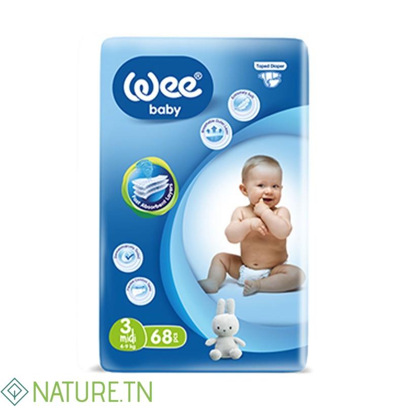 WEE BABY COUCHE TAILLE 3 MIDI 4-9KG 68 PIECES 3 WEE BABY COUCHE TAILLE 3 MIDI 4-9KG 68 PIECES